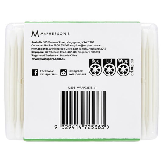 Swisspers Earth Kind Cotton Tips With Paper Stems Twin Pack 2x400 Pack
