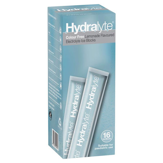 Hydralyte Rehydration Ice blocks Colour Free Lemonade Flavoured 16 Pack