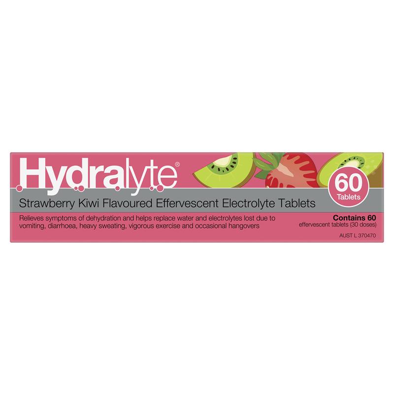 Load image into Gallery viewer, Hydralyte Electrolyte Effervescent Strawberry Kiwi 60 Tablets Exclusive Size
