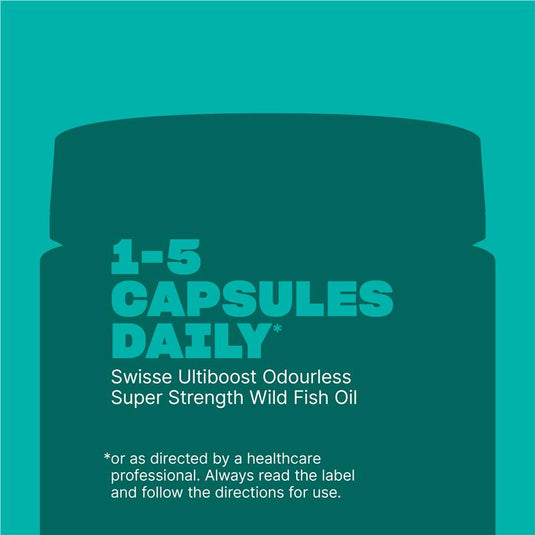 Swisse Ultiboost Odourless Super Strength Wild Fish Oil 2000mg 300 Capsules Exclusive Size