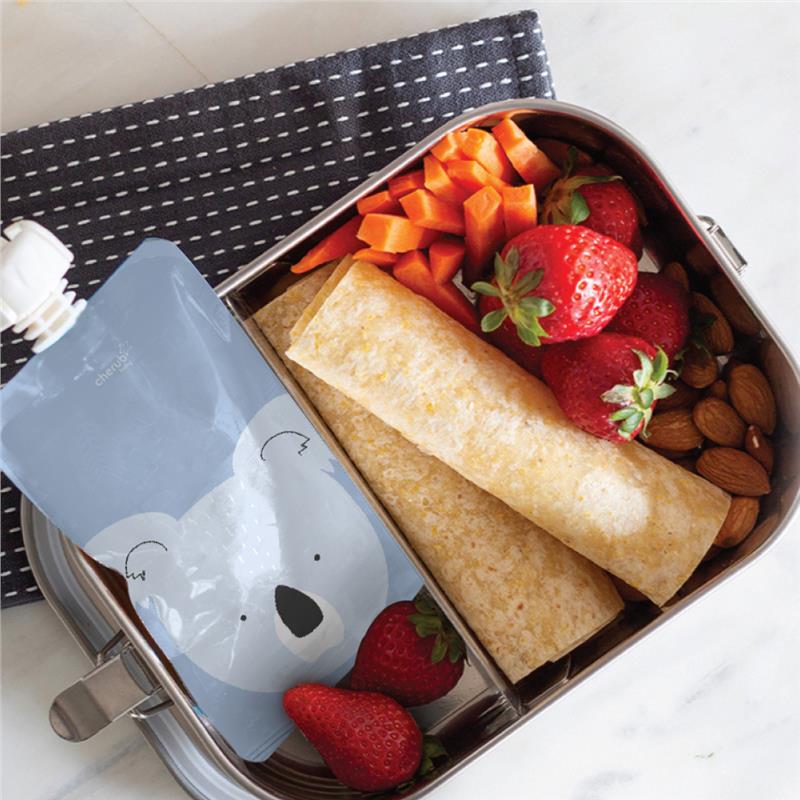 Load image into Gallery viewer, On The Go Food Pouch Cerulean &amp; Sage 120ml Animal Print 10 Pack
