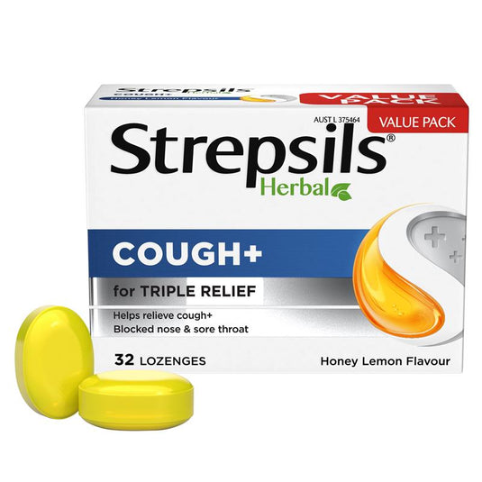 Strepsils Herbal Cough Lozenges Honey Lemon 32 Pack