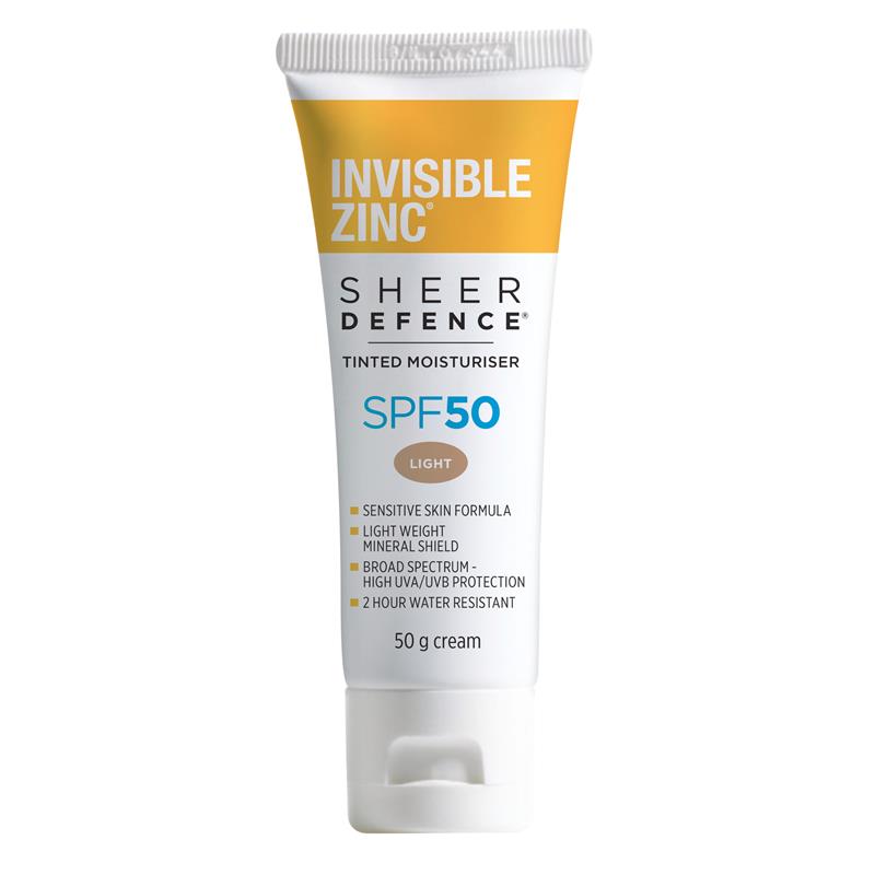 Load image into Gallery viewer, Invisible Zinc SPF 50+ Sheer Defence Tinted Moisturiser Light 50g

