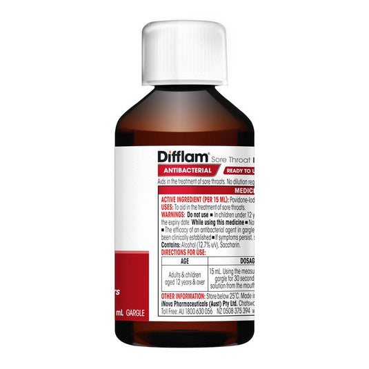 Difflam Plus Ready To Use Sore Throat Gargle Mint 200ml