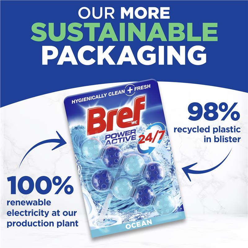 Load image into Gallery viewer, Bref Power Active Toilet Cleaner Ocean Breeze Twin Pack 100g
