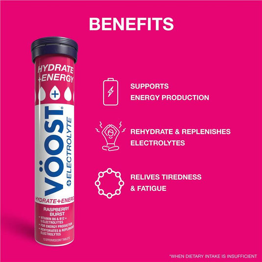 Voost Hydrate + Energy Raspberry Burst Effervescent Tablets 36 Pack