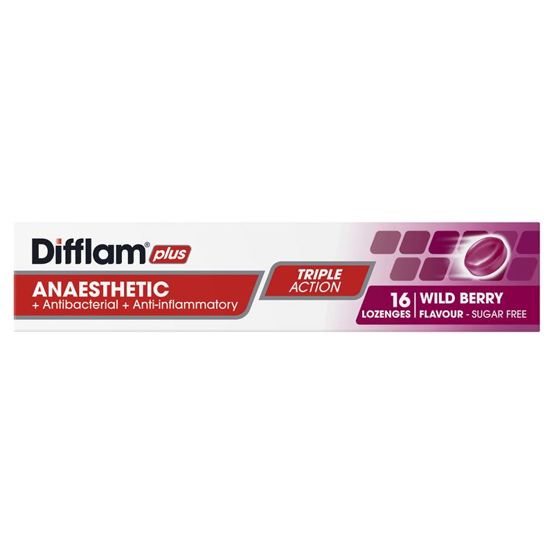 Load image into Gallery viewer, Difflam Plus Anaesthetic Sugar Free Wild Berry 16 Lozenges
