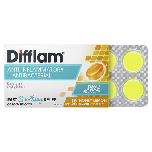 Difflam Sore Throat Sugar Free Honey And Lemon 16 Lozenges