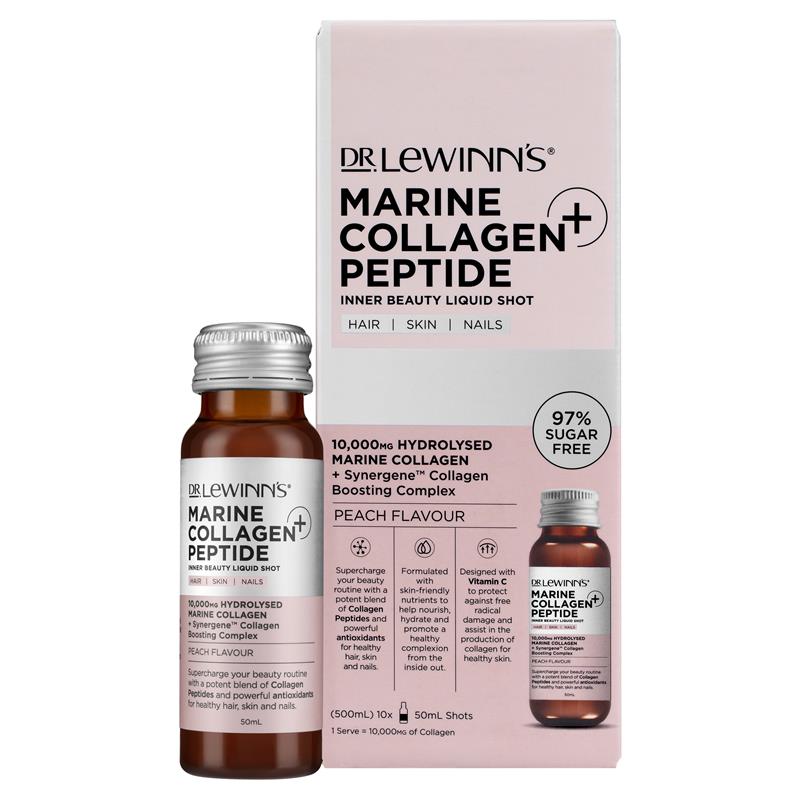 Load image into Gallery viewer, Dr. LeWinn's Collagen Inner Beauty Liquid Shot Peach 10 x 50ml
