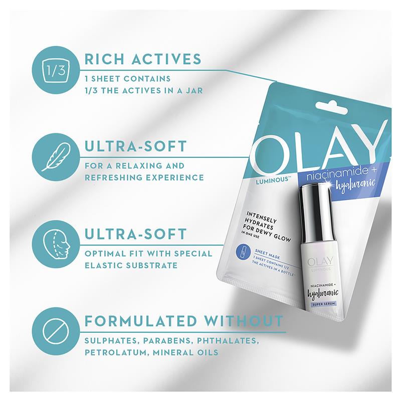 Load image into Gallery viewer, Olay Luminous Niacinamide + Hyaluronic Sheet Mask
