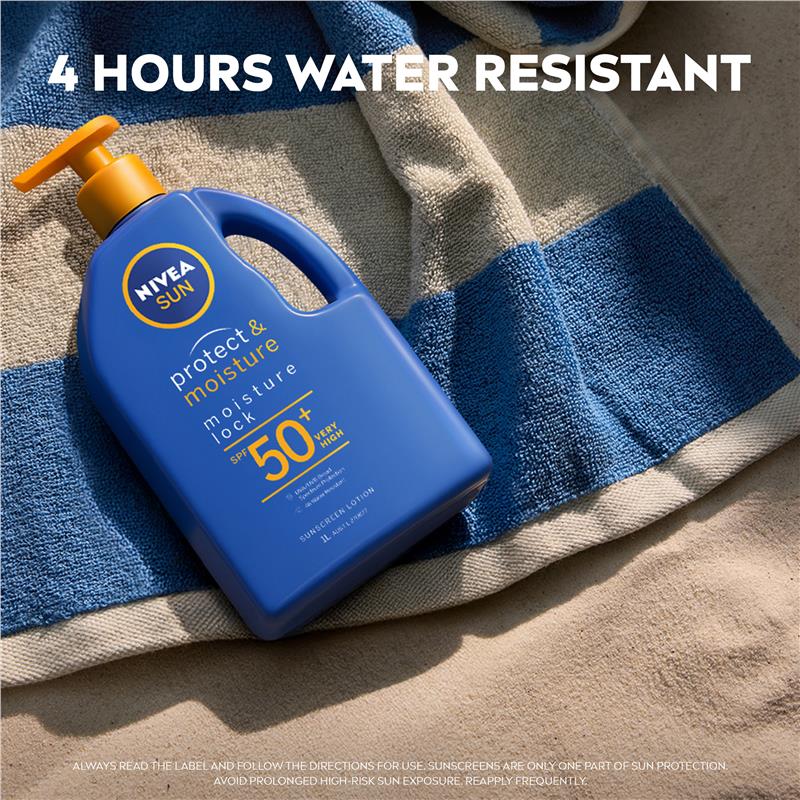 Load image into Gallery viewer, NIVEA Sun Protect &amp; Moisture SPF50+ Sunscreen Lotion Pump 1L
