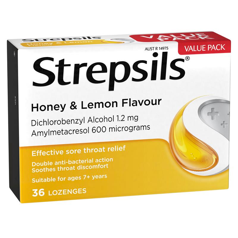 Load image into Gallery viewer, Strepsils Throat Lozenges Soothing Honey &amp; Lemon 36 Pack
