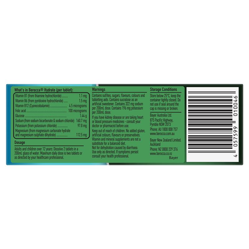 Load image into Gallery viewer, Berocca Hydrate Raspberry Blackcurrant 20 Effervescent Tablets
