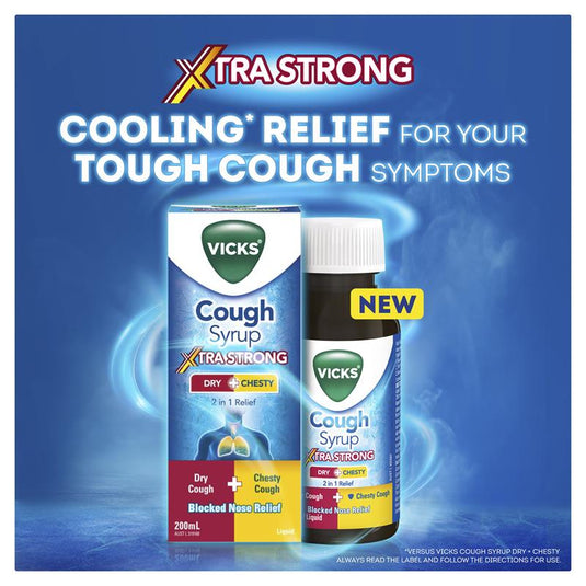 Vicks Cough Syrup Xtra Strong Dry + Chesty 200ml