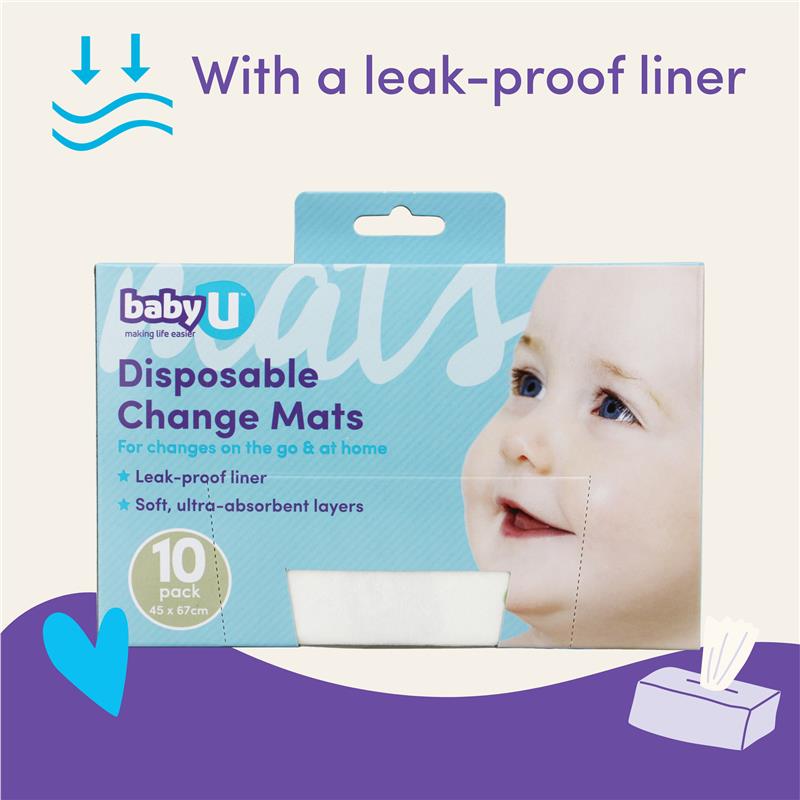 Load image into Gallery viewer, Baby U Disposable Change Mats 10 Pack

