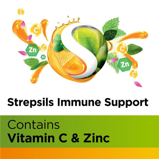 Strepsils Herbal Immune Support Lozenges Honey Lemon 32 Pack