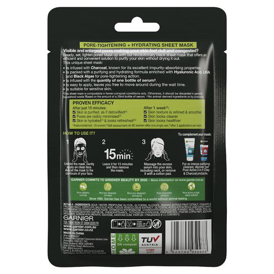 Garnier Pure Charcoal Hyaluronic Acid + Black Algae Sheet Mask