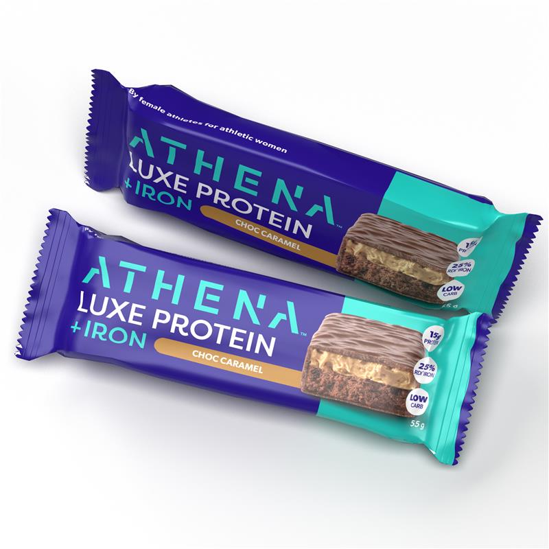 Load image into Gallery viewer, Athena Luxe Protein + Iron Choc Caramel 55g
