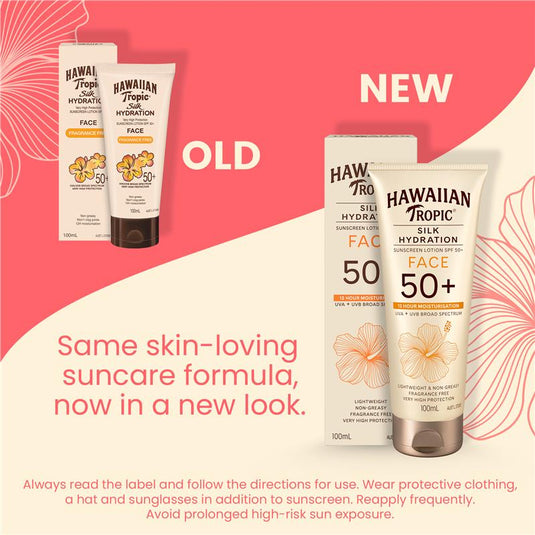 Hawaiian Tropic SPF 50+ Silk Hydration Face Fragrance Free 100ml