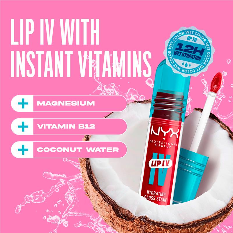Load image into Gallery viewer, NYX Lip IV Hydrating Gloss Stain Red-y Set Wet
