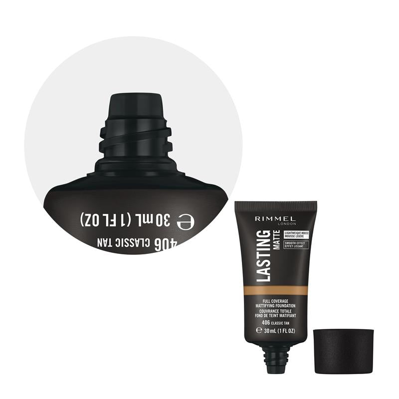 Load image into Gallery viewer, Rimmel Lasting Matte Foundation 406 Classic Tan
