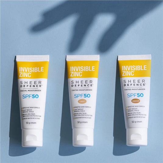Invisible Zinc SPF 50+ Sheer Defence Tinted Moisturiser Light 50g
