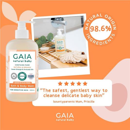 Gaia Natural Baby Bath & Body Wash 500ml Pump