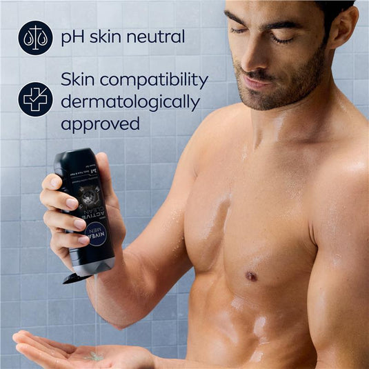 NIVEA MEN Active Clean 3-IN-1 Shower Gel Body Wash 500ml
