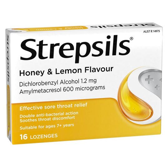 Strepsils Throat Lozenges Soothing Honey & Lemon 16 Pack
