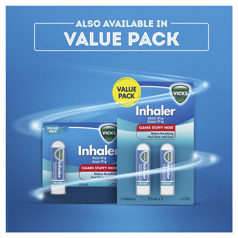 Load image into Gallery viewer, Vicks Inhaler Nasal Decongestant 2 Pack
