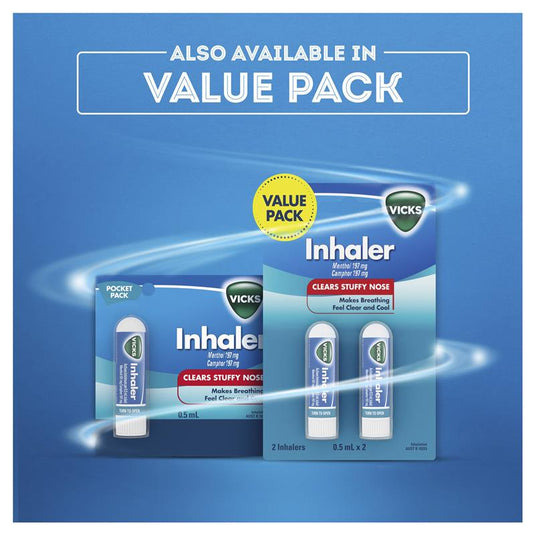 Vicks Inhaler Nasal Decongestant 2 Pack