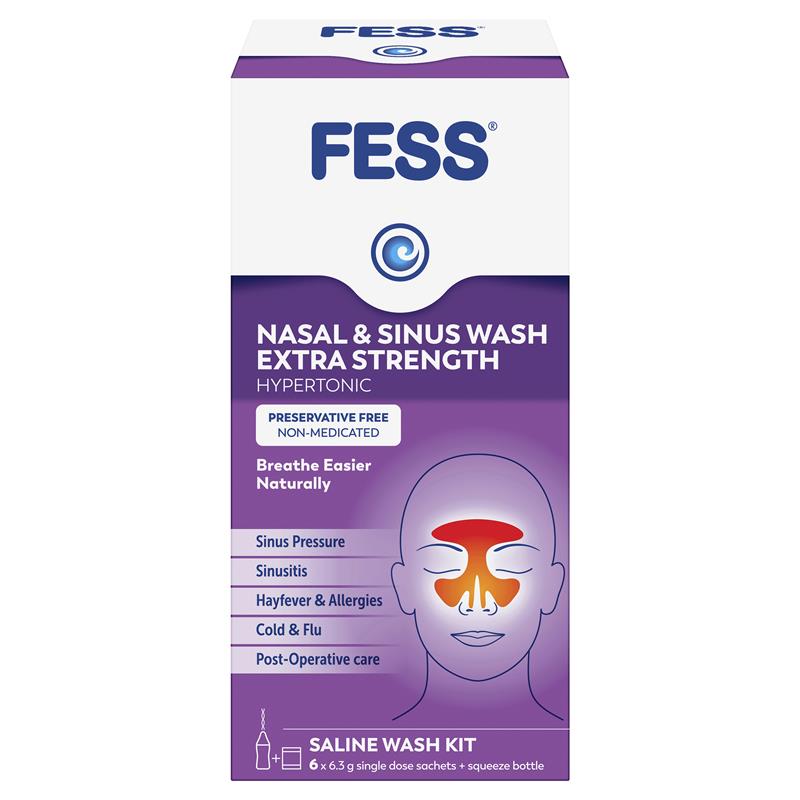 Load image into Gallery viewer, Fess Nasal &amp; Sinus Wash Extra Strength Starter Kit 6 Sachets
