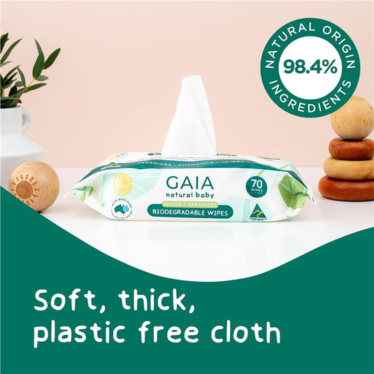 GAIA Biodegradable Water Wipes 70 Pack