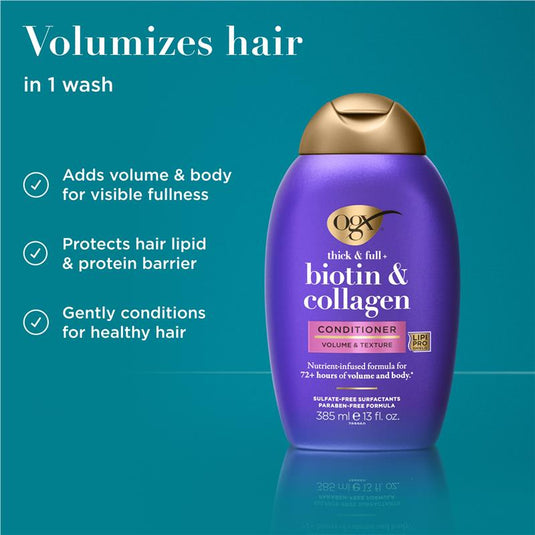 Ogx Thick & Full + Volumising Biotin & Collagen Conditioner For Fine Hair 385mL