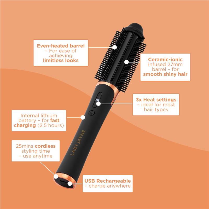 Load image into Gallery viewer, Lady Jayne Salon Pro Rechargable Volumising Hot Brush

