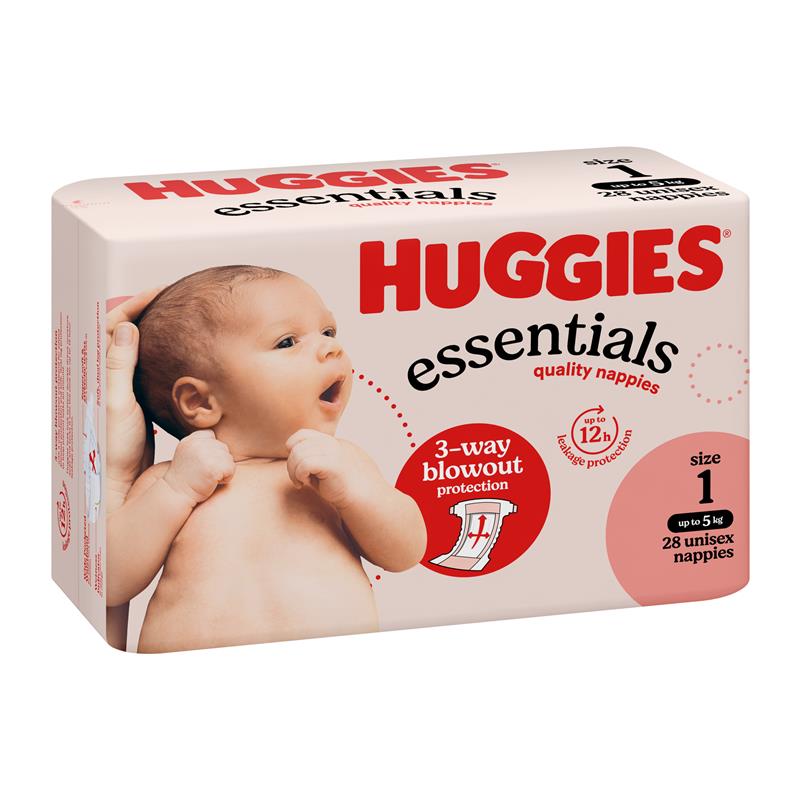 Load image into Gallery viewer, Huggies Essentials Size 1 Newborn up to 5kg 28 Nappies
