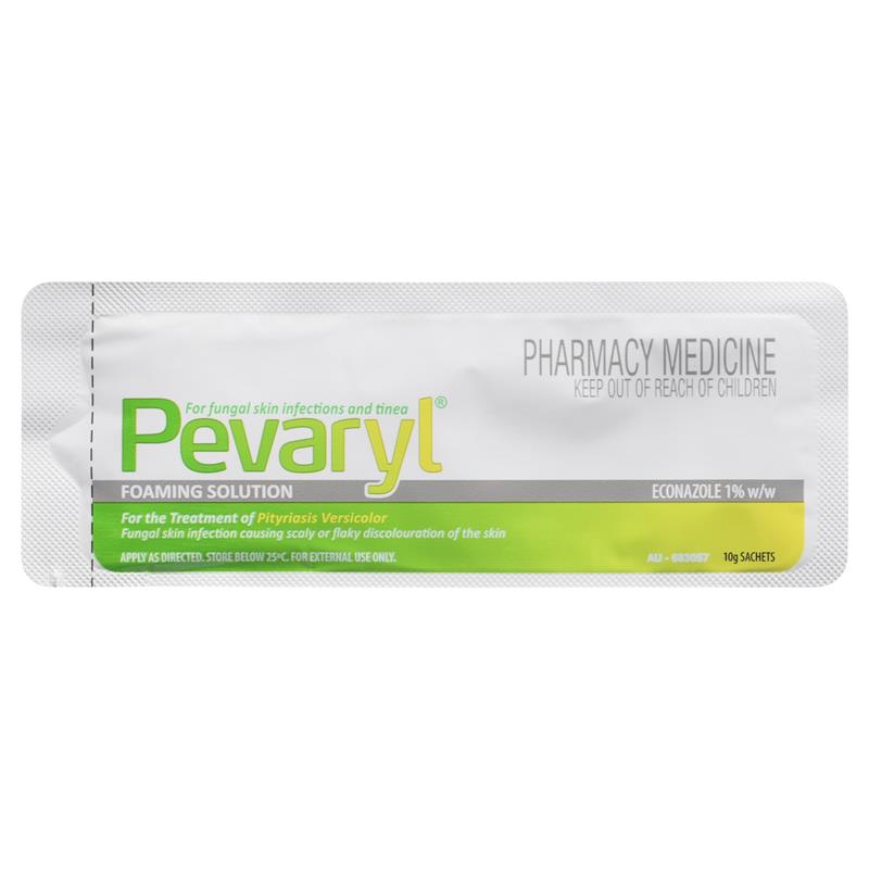 Load image into Gallery viewer, Pevaryl Foaming Solution 1% 3x10g Sachets
