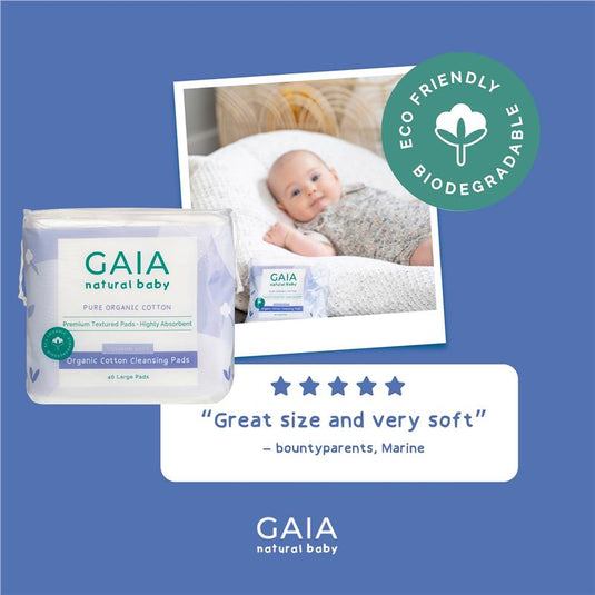 Gaia Natural Baby Organic Cotton Cleansing Pads 40 Pack