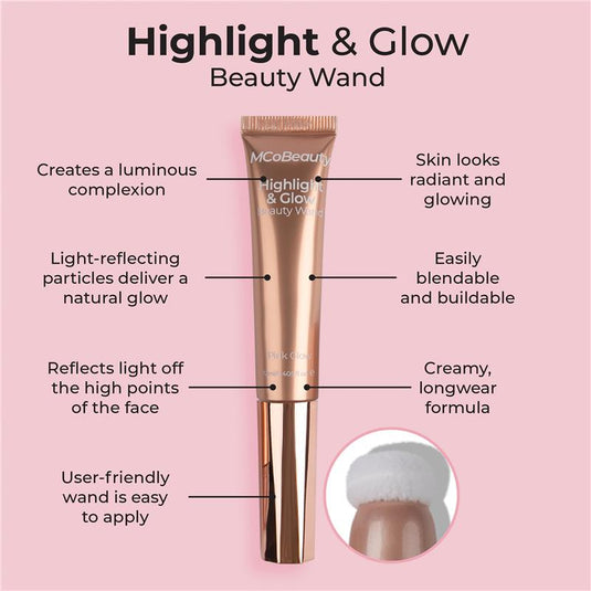 MCoBeauty Highlight & Glow Beauty Wand Pink Glow New