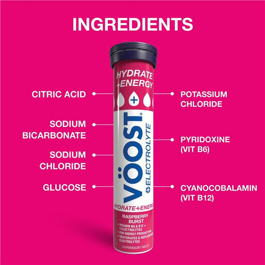 Voost Hydrate + Energy Raspberry Burst Effervescent Tablets 36 Pack