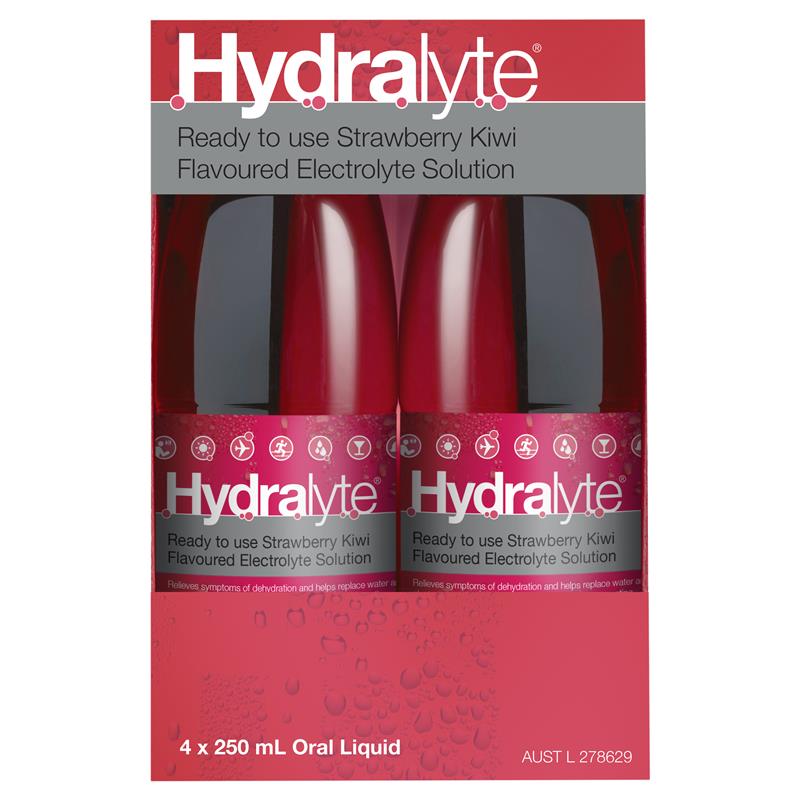 Load image into Gallery viewer, Hydralyte Electrolyte Strawberry and Kiwi 4x250ml Solution
