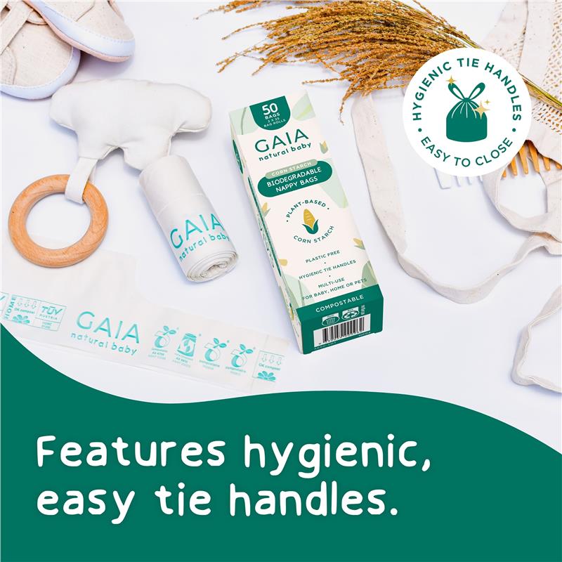 Load image into Gallery viewer, Gaia Natural Baby Biodegradable Nappy Bags 50 Pack
