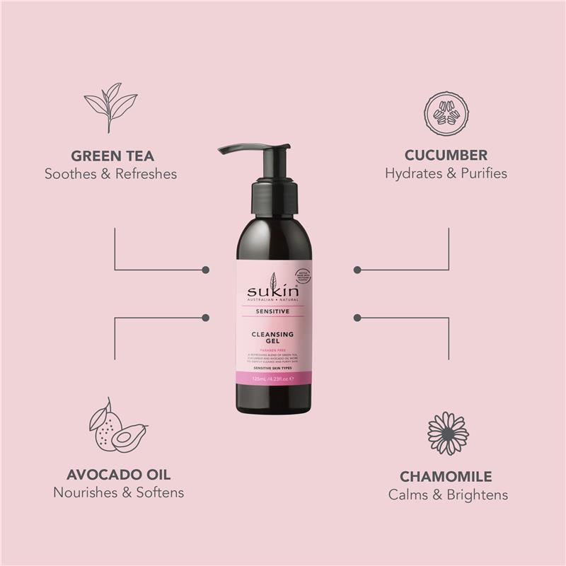 Load image into Gallery viewer, Sukin Sensitive Cleansing Gel 125ml Pump

