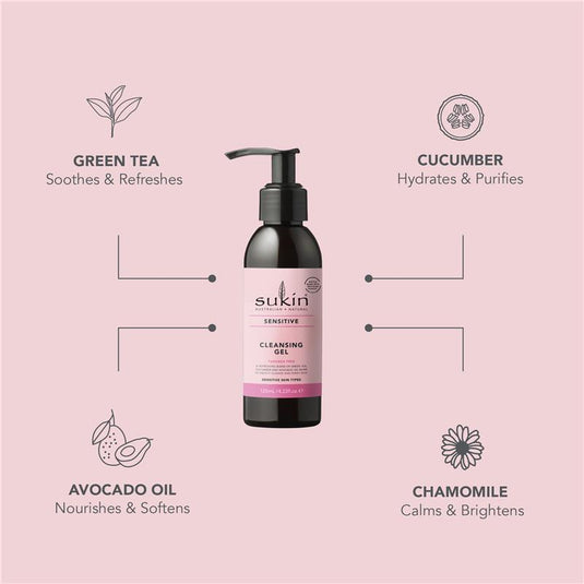 Sukin Sensitive Cleansing Gel 125ml Pump