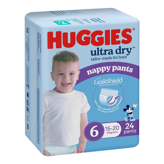 Huggies Ultra Dry Nappy Pants Size 6 15kg & Over Boy 24 Pack