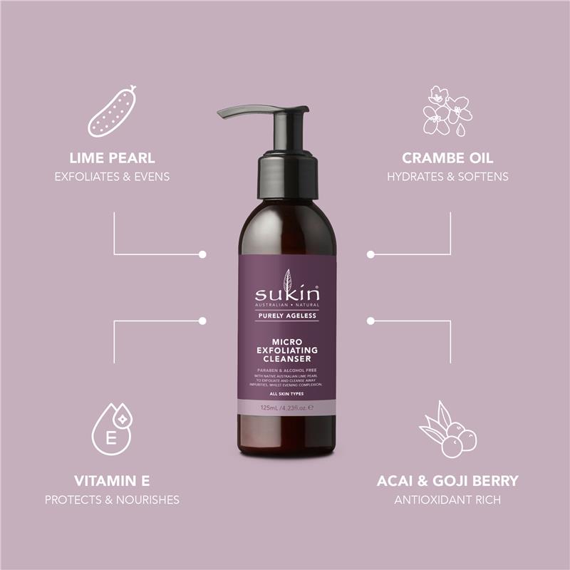 Load image into Gallery viewer, Sukin Purely Ageless Micro Exfoliating Cleanser Pump 125ml
