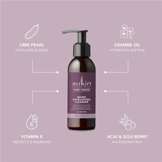 Sukin Purely Ageless Micro Exfoliating Cleanser Pump 125ml