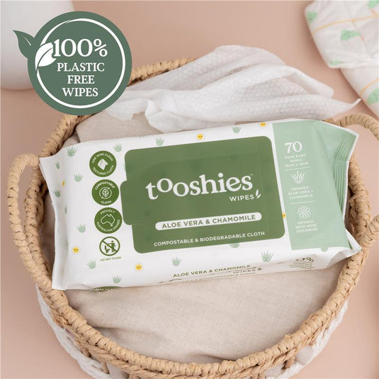 Tooshies Baby Wipes Aloe Vera and Chamomile 6 x 70 Pack