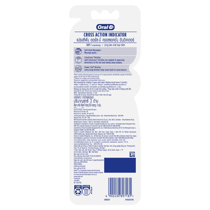 Load image into Gallery viewer, Oral B Toothbrush Cross Action Indicator 3 Pack

