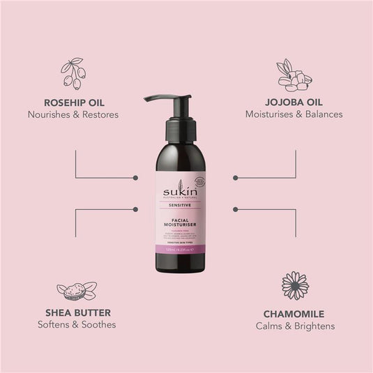 Sukin Sensitive Facial Moisturiser 125ml Pump